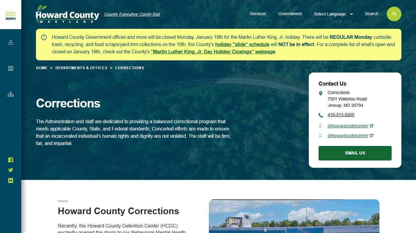 Corrections | Howard County